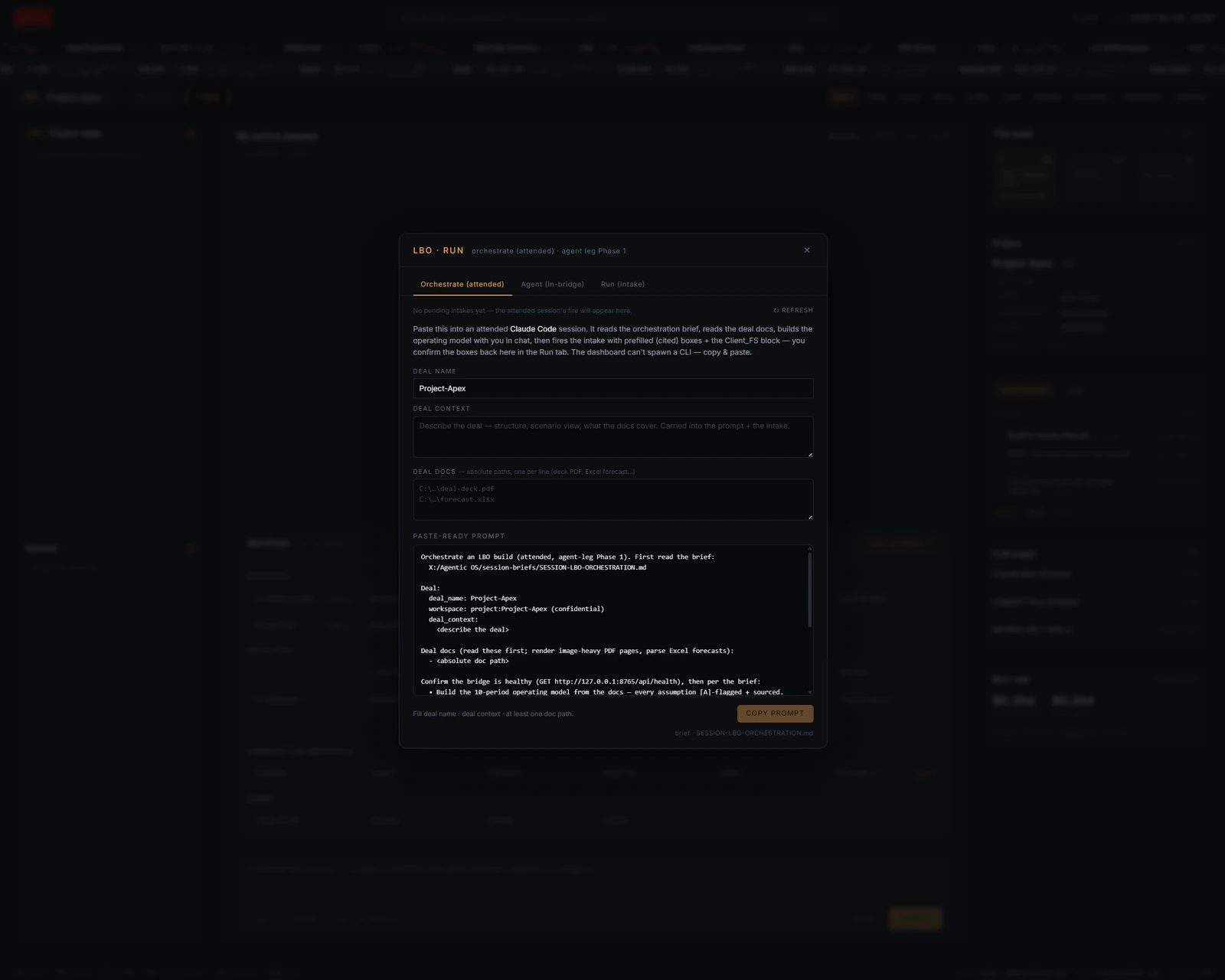 Paste-ready orchestration prompt for an attended CLI run