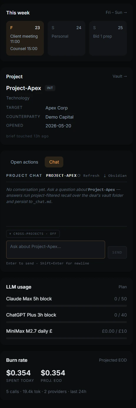 Per-deal project rail and vault-scoped chat